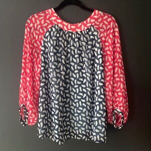 Boden Black:Red:White Pattern Flowy Blouse US 8/UK12